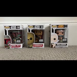 Funko Pop Star Wars Boba Fett, Obi-Wan & Chewbacca